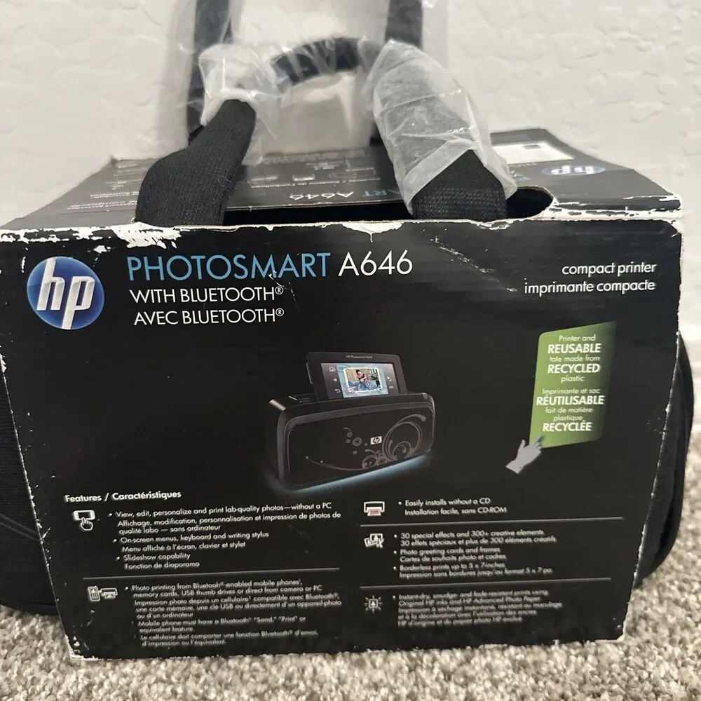 HP Photosmart A646 Compact Photo Printer 4x6 5x7 Bluetooth New w/ Case